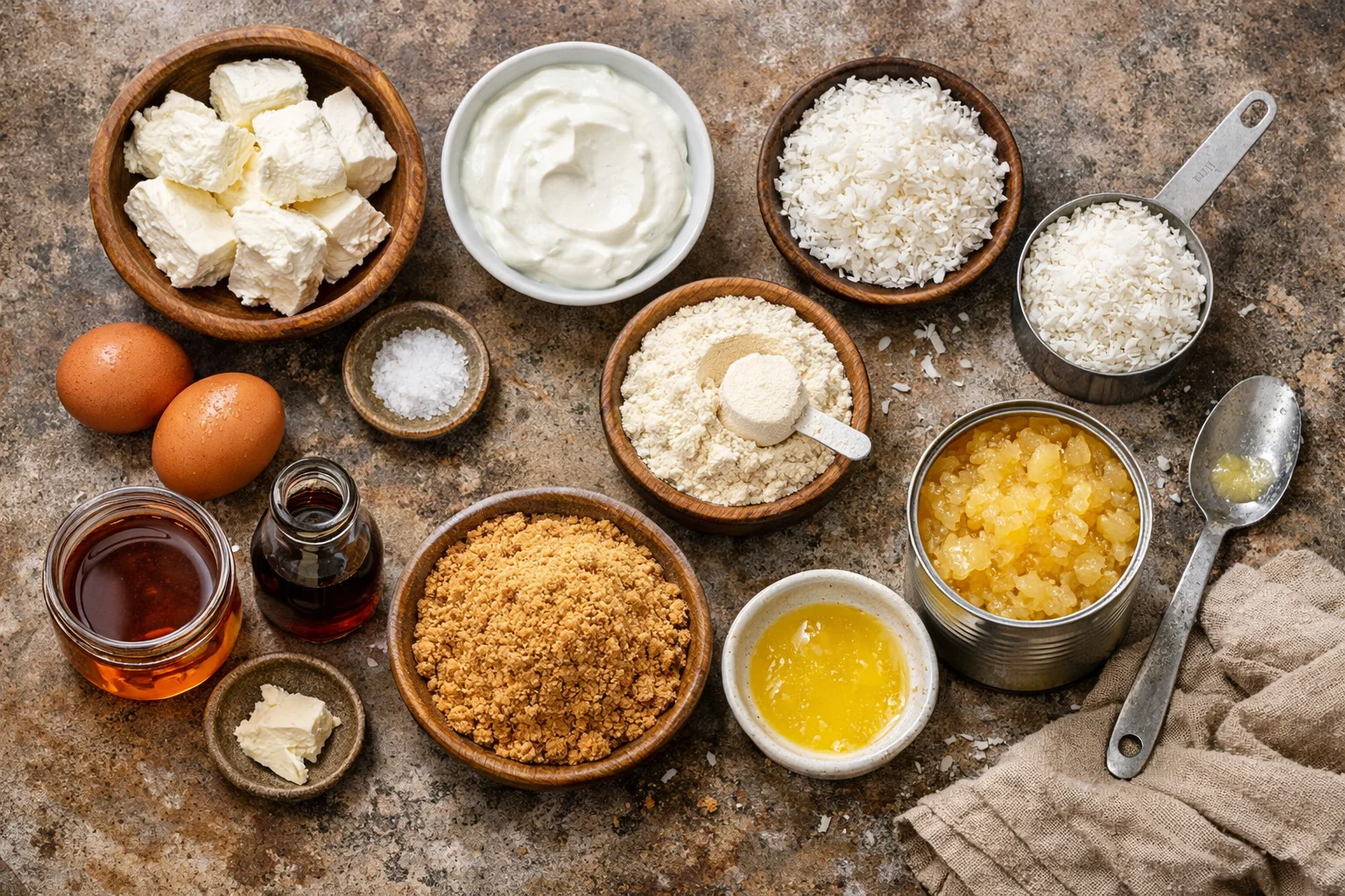 Mini Pineapple Coconut Protein Cheesecakes