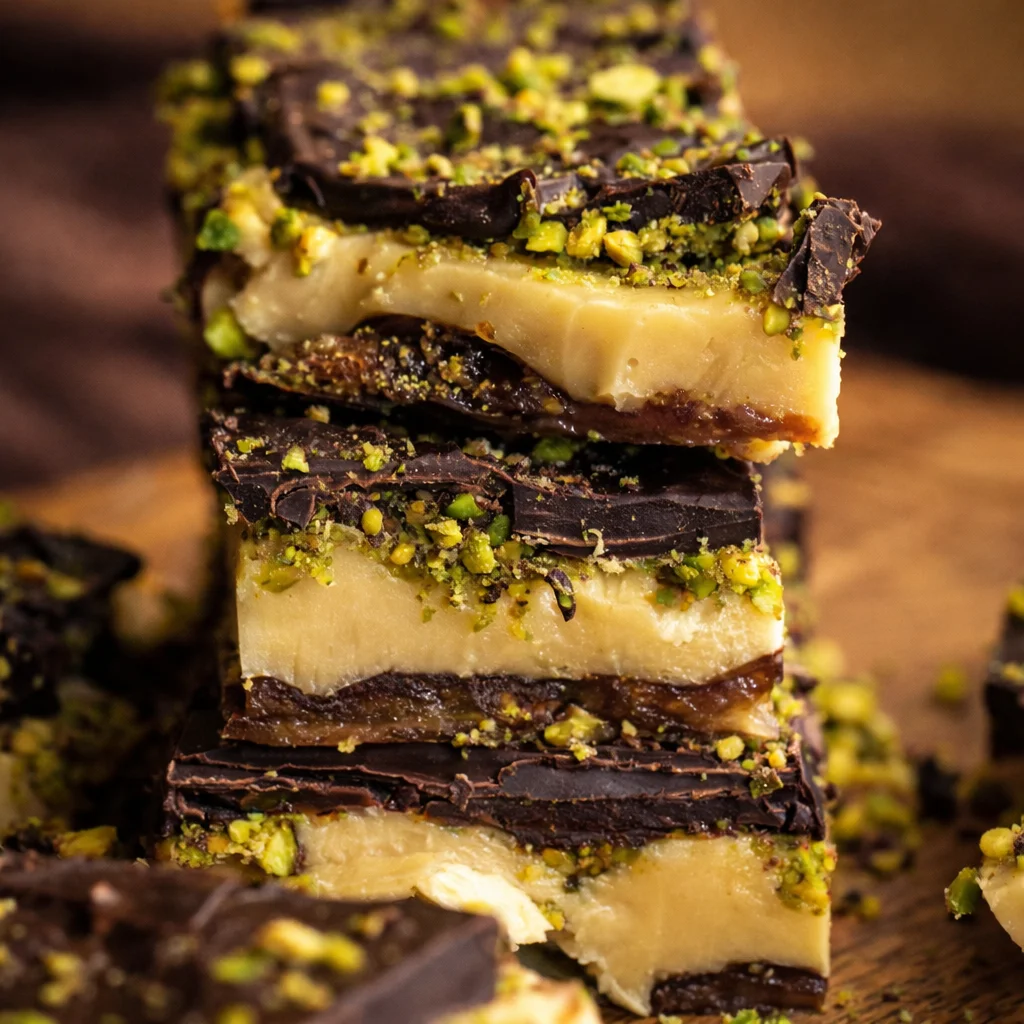 Healthy Pistachio Date Snack Bars made from wholesome ingredients.