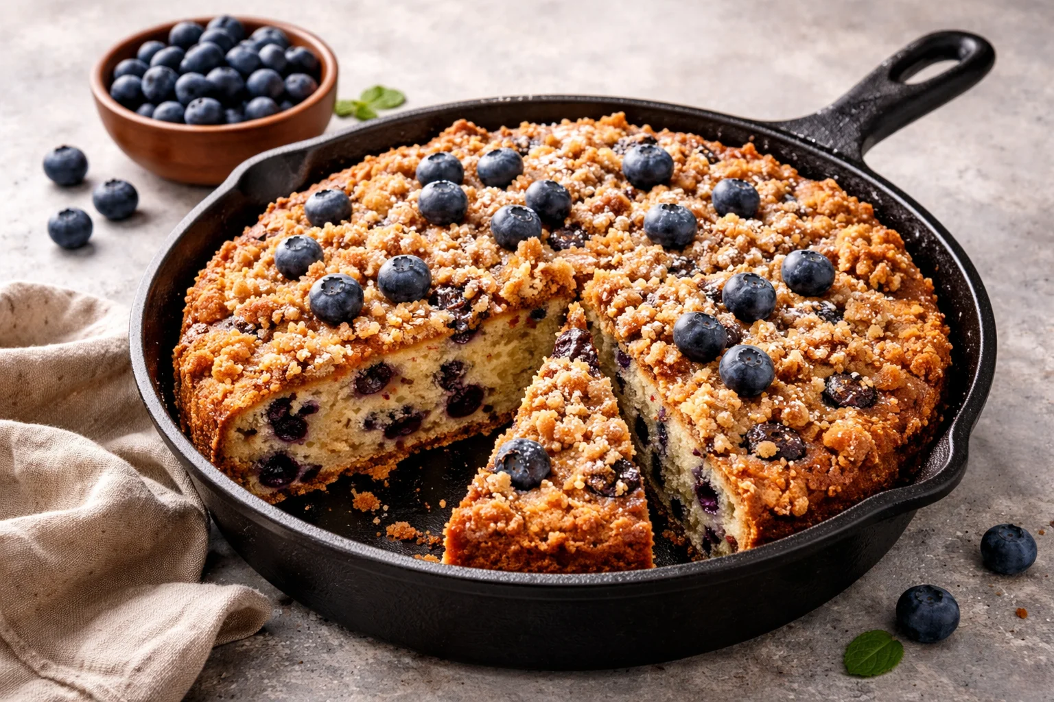 Flourless Blueberry Vanilla Skillet Cake