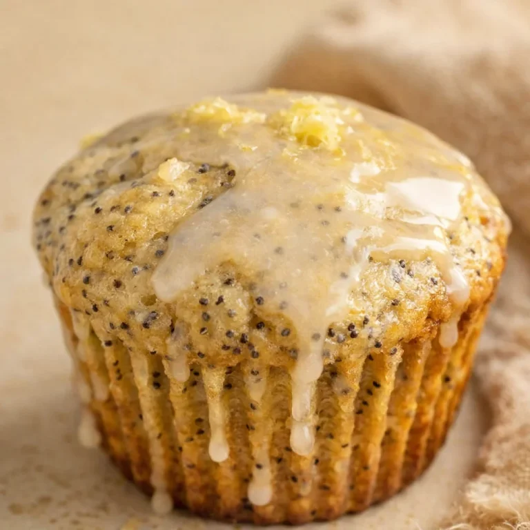 Flourless Lemon Poppy Seed Protein Muffins with a bright lemon flavor and poppy seeds.
