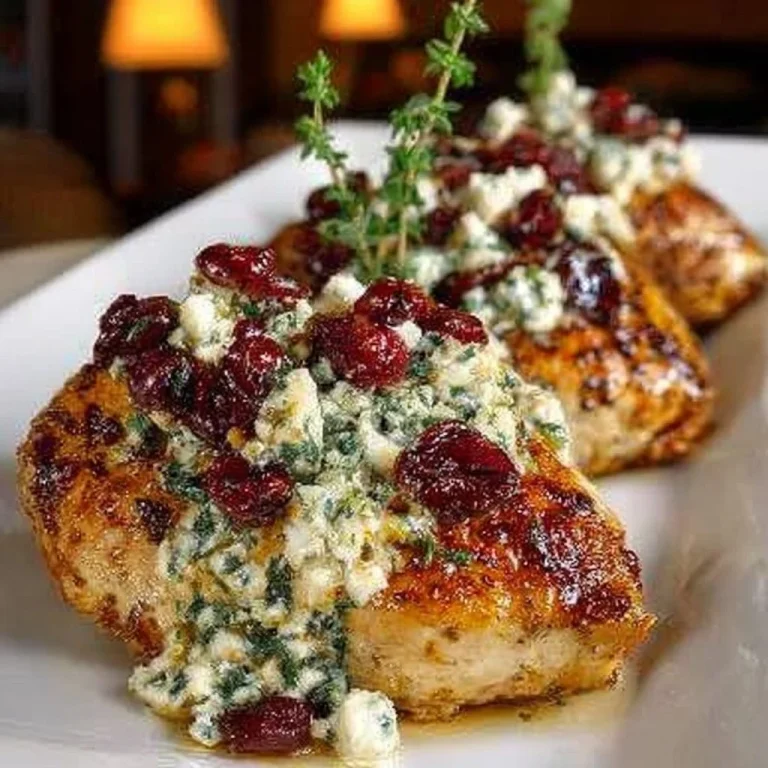 Honey Cranberry Garlic Chicken Bake with Ricotta Cheese, served on a plate