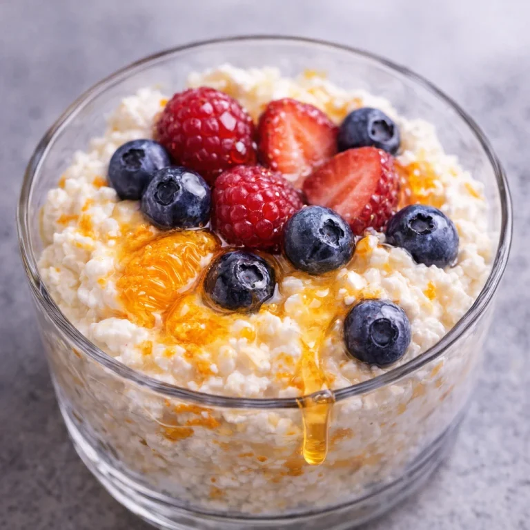 No-Bake Orange Berry Cottage Cheese Cups with fresh berries and cottage cheese