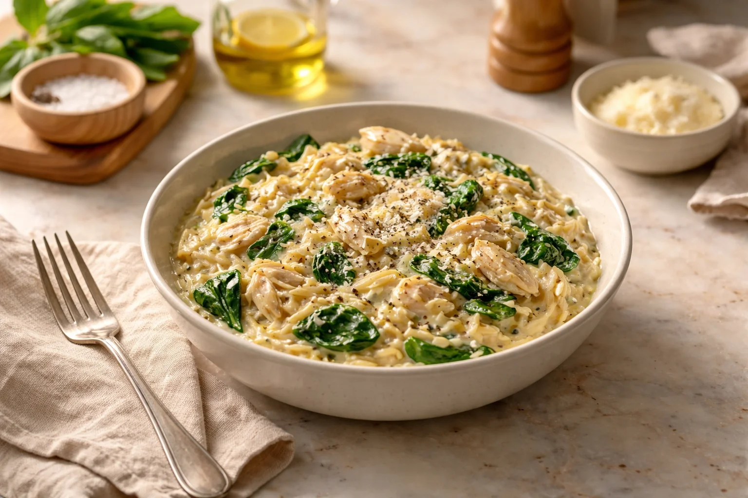 Simple Greek Lemon Chicken Orzo for Two - A Cozy Dinner Idea
