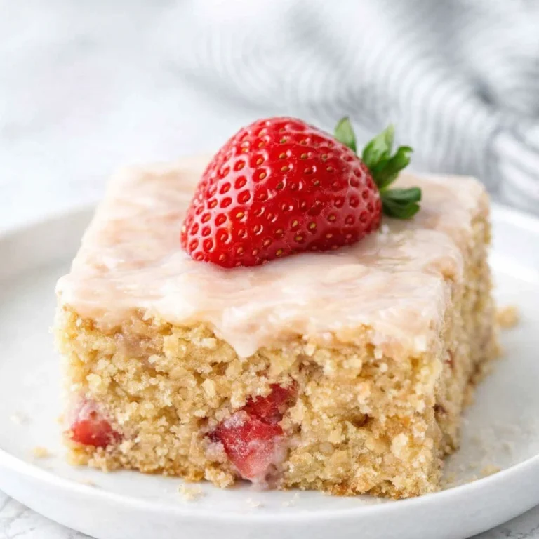 Delicious Flourless Strawberry Oat Breakfast Cake served on a plate.