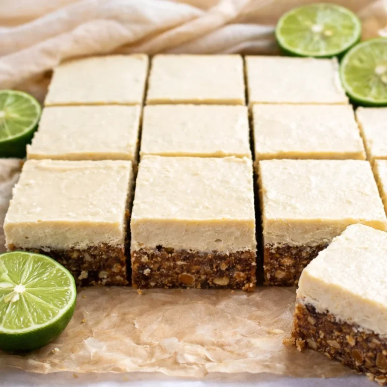 Delicious No-Bake Coconut Lime Date Bars with a coconut crust and lime filling.