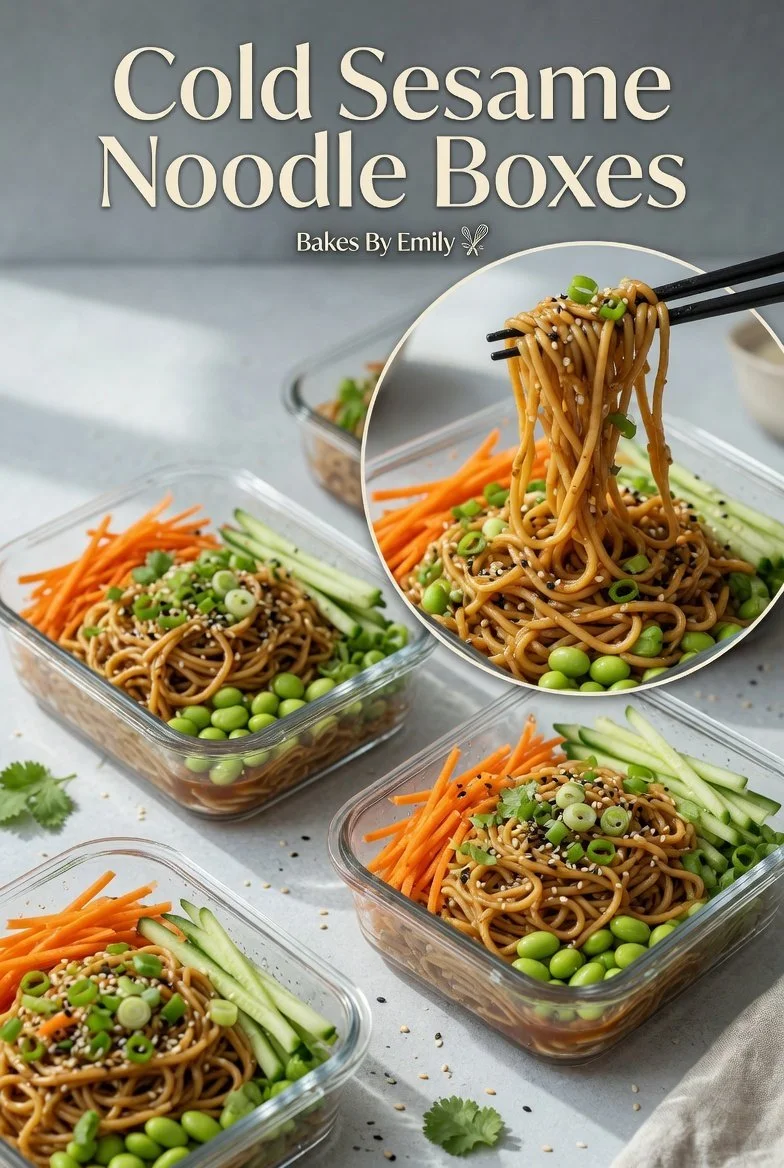 Chilled sesame noodles with colorful crunchy vegetables in a bowl