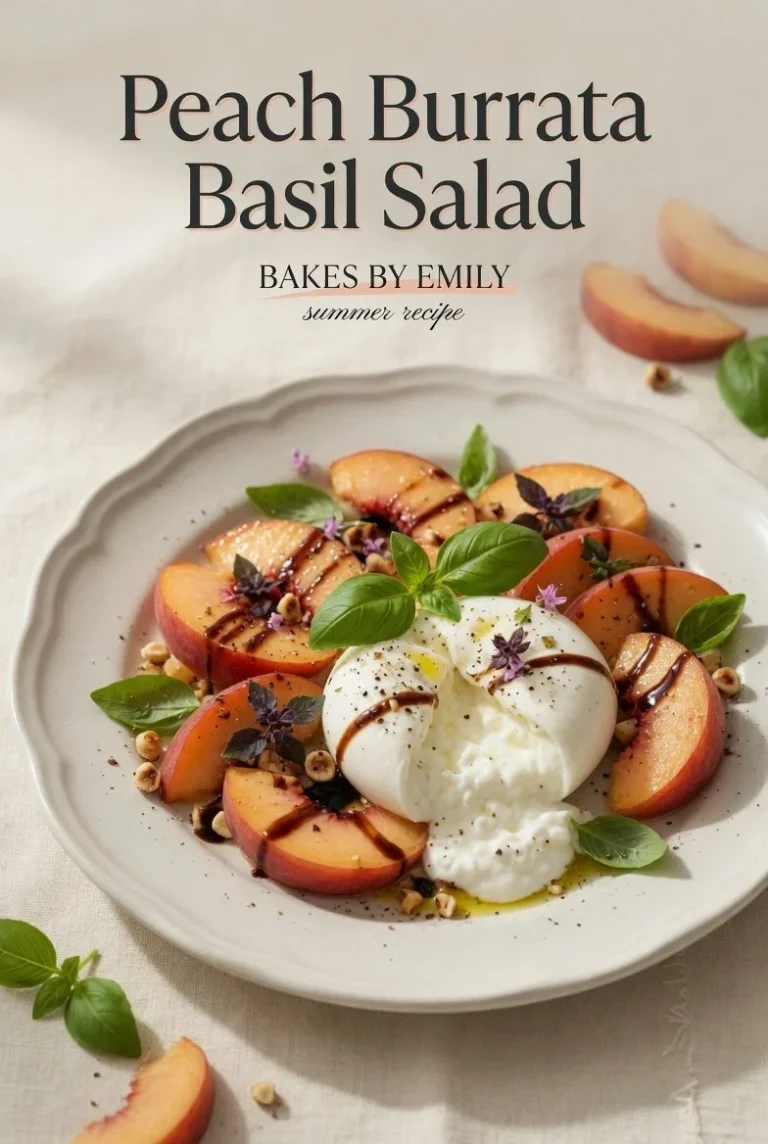 Creamy burrata salad with peaches and basil for a refreshing summer meal