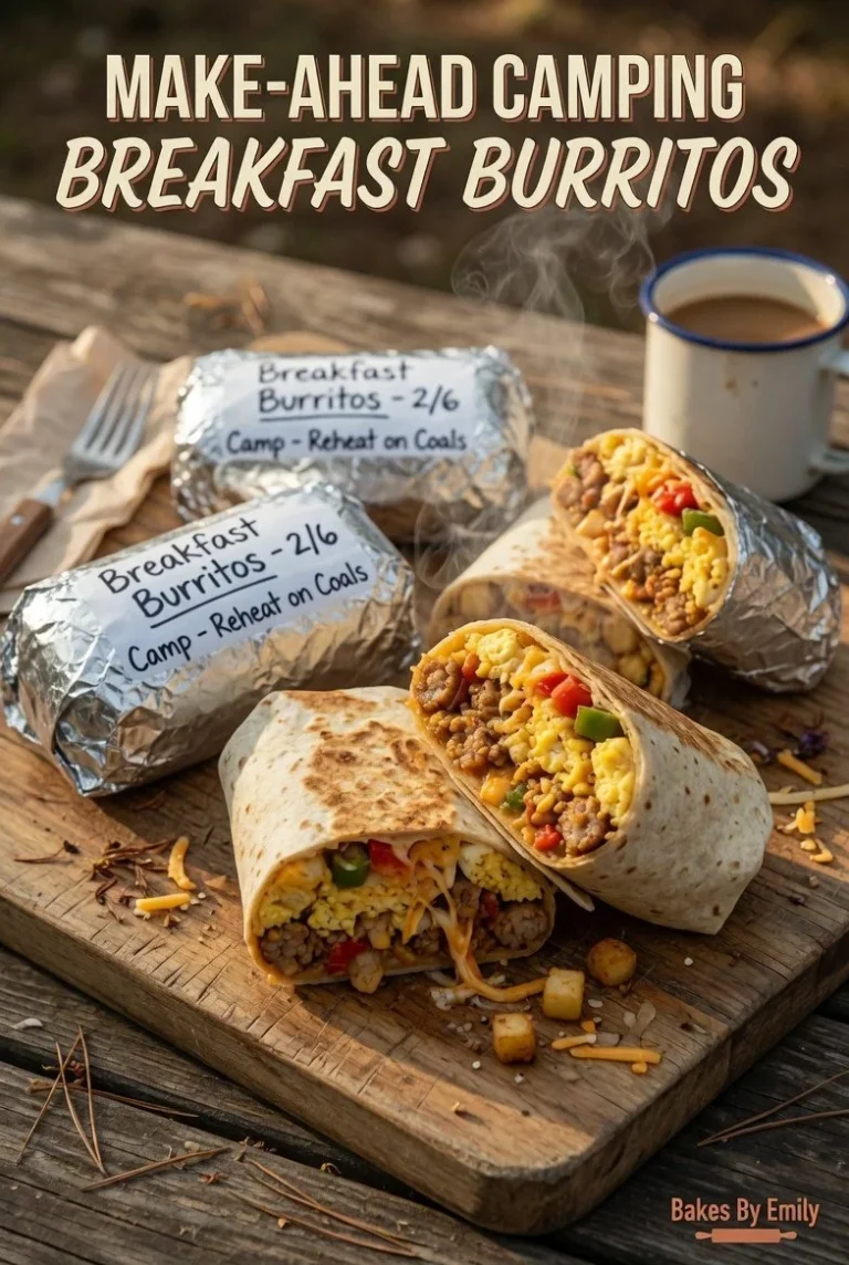 Easy camping breakfast burritos ready for a delicious morning meal.