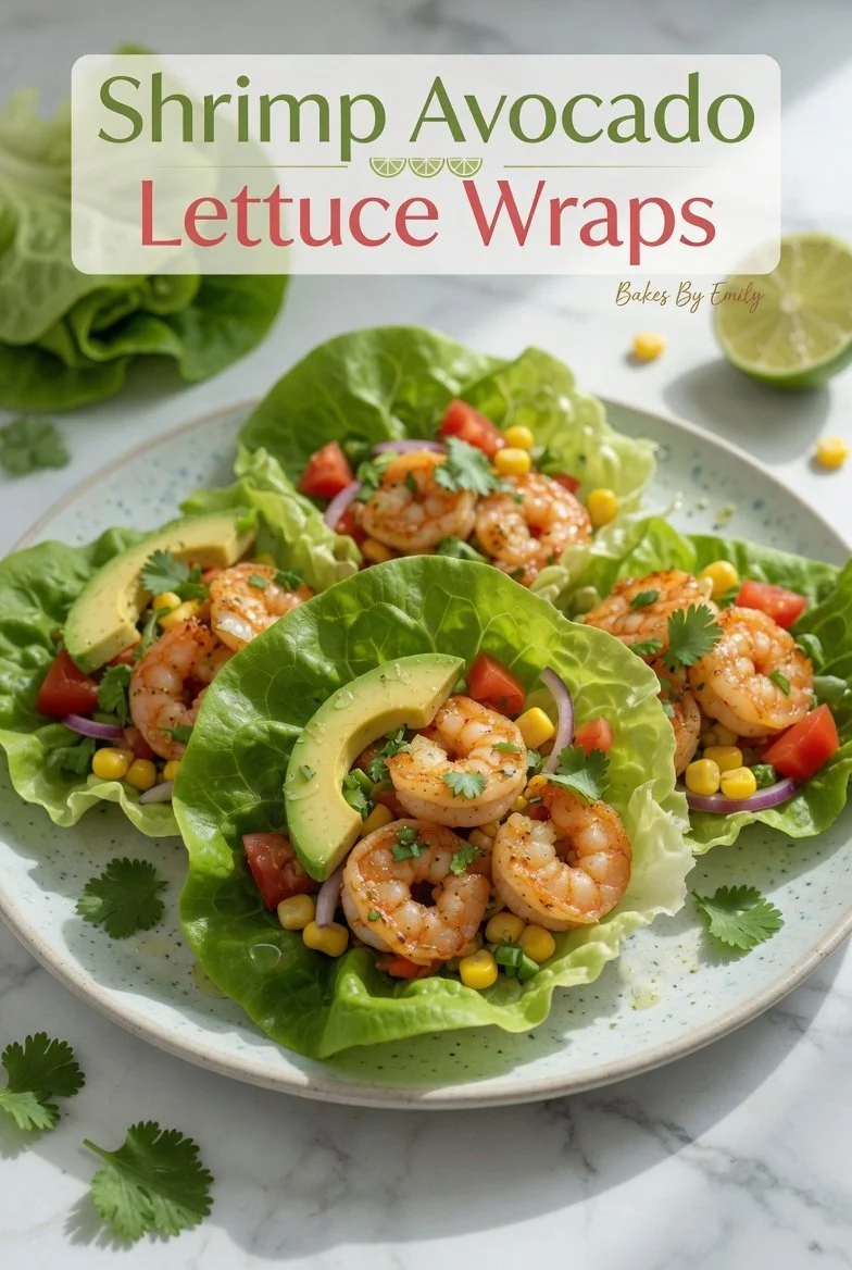 Delicious shrimp avocado lettuce wraps served on a plate