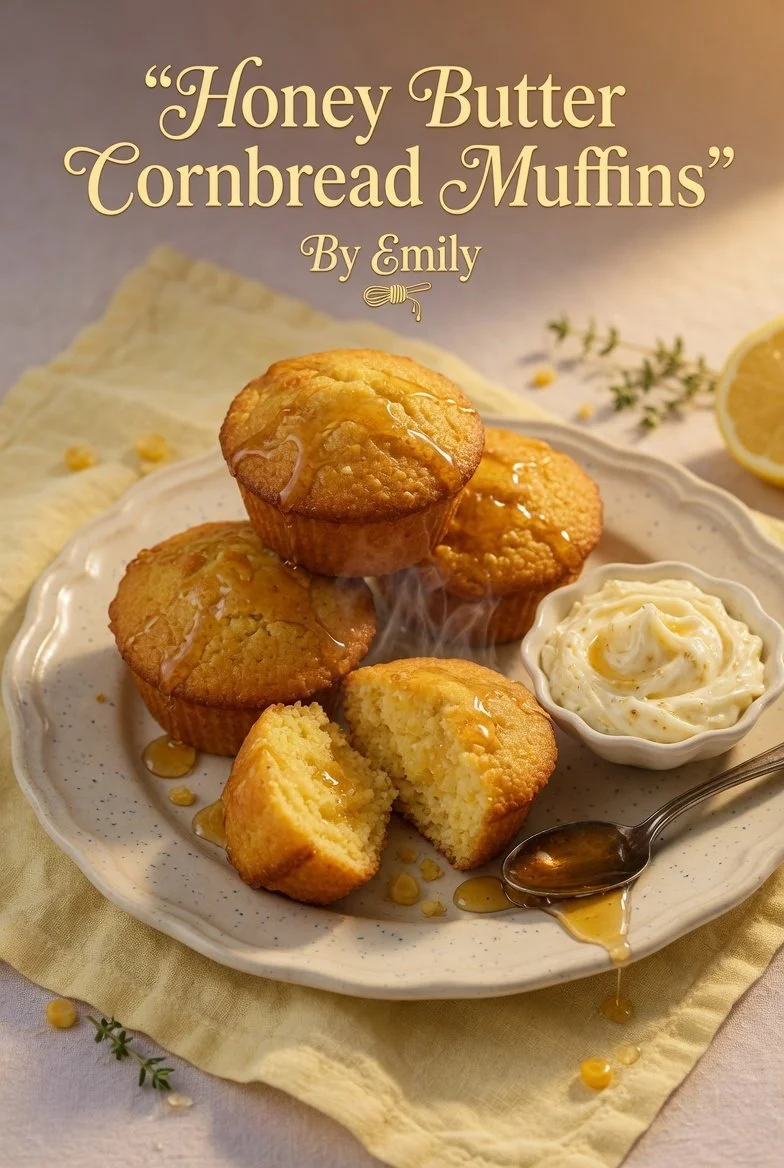 Fluffy honey butter cornbread muffins baked to perfection