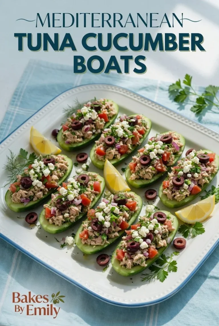 Mediterranean tuna cucumber boats filled with chickpeas and fresh ingredients