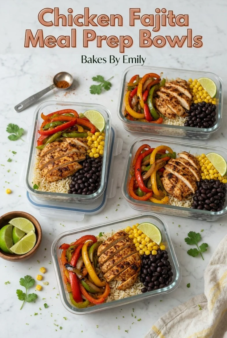 Make-ahead chicken fajita meal prep bowls with colorful veggies and spices.