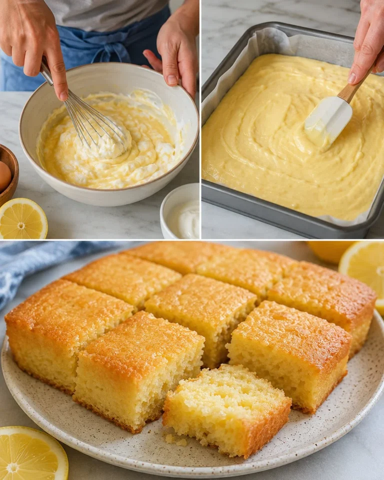 3-Ingredient lemon yogurt cake baked fresh with yogurt and lemon flavor