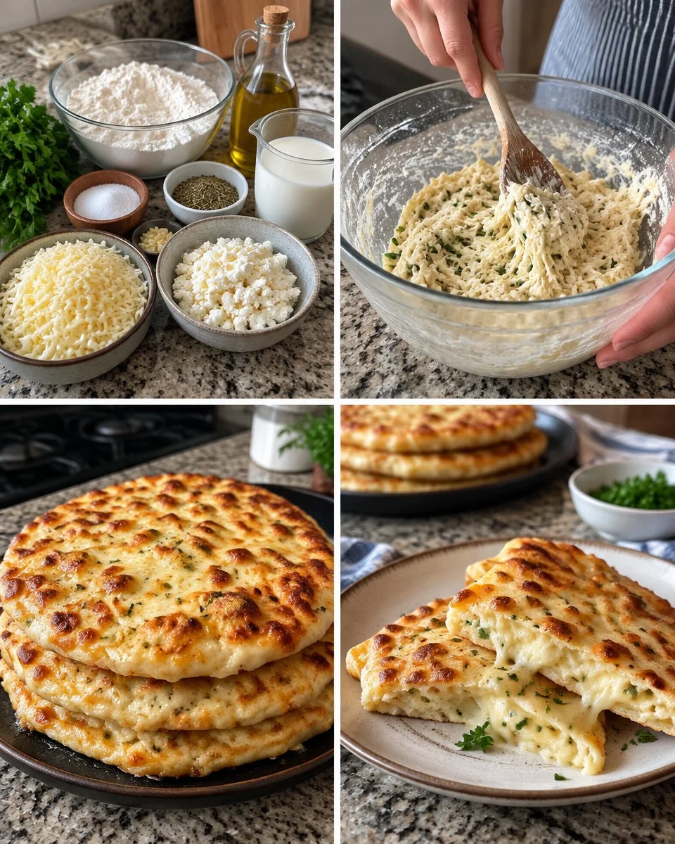Delicious cottage cheese flatbread made without flour, perfect for quick meals