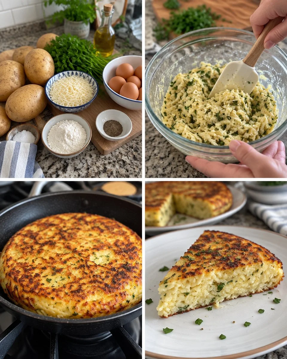 Delicious plate of potatoes and eggs, showcasing an easy two-ingredient recipe.