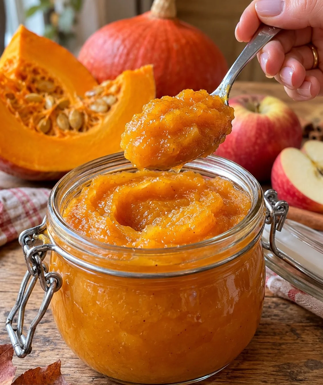 Butter-Free Pumpkin Apple Spread served on toast with fall spices
