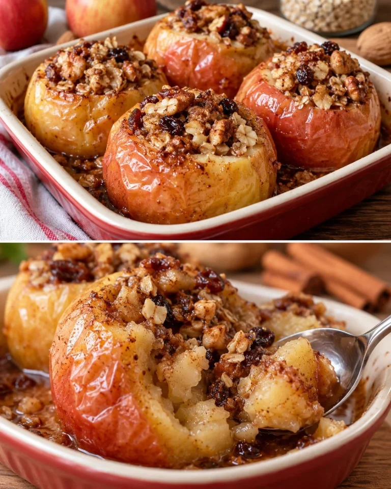 Cinnamon oven-baked apples with oat filling ready to serve