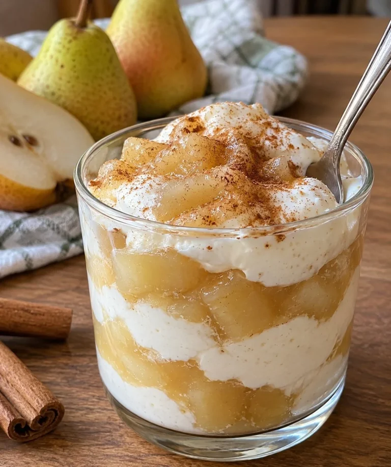 Easy sugar-free dessert made with pears and cottage cheese