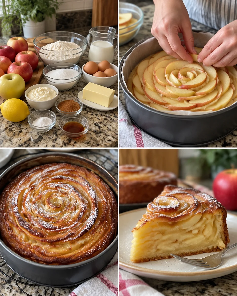 Delicious German apple and pear cake, moist and flavorful dessert