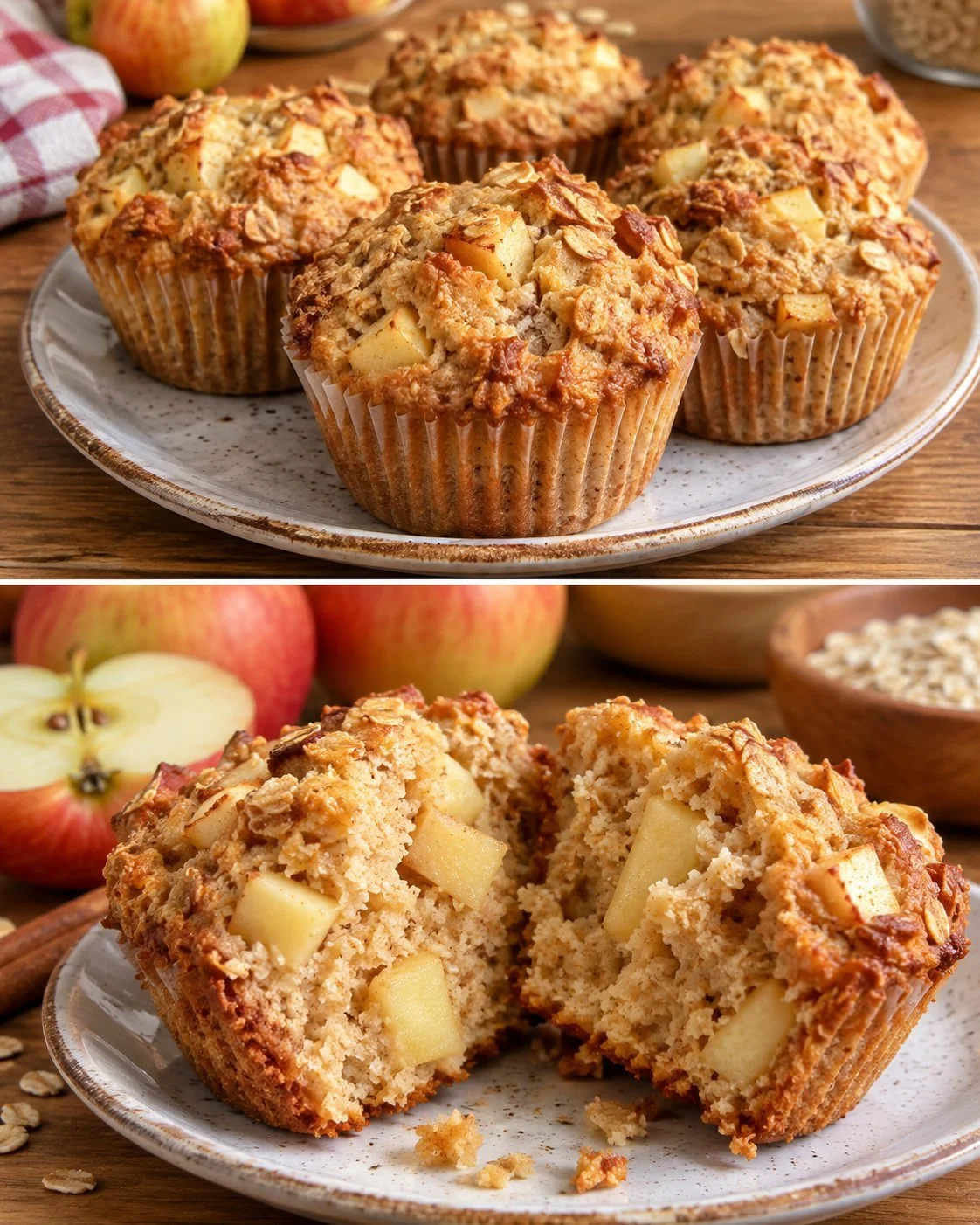 Delicious sugar-free oat apple muffins fresh out of the oven