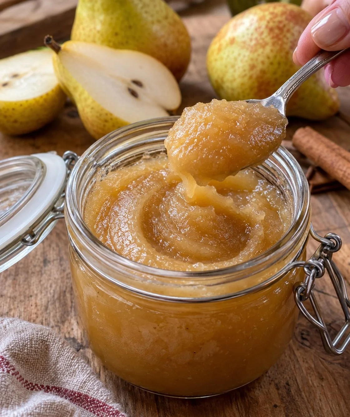 Homemade magical pear butter with only 3 ingredients, no sugar added.