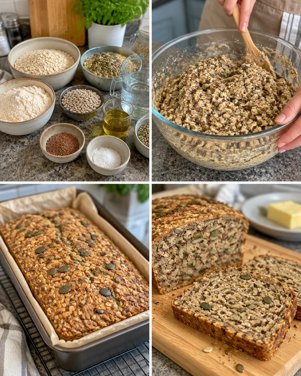 Healthy bread made with seeds and oatmeal for weight loss and nutrition.