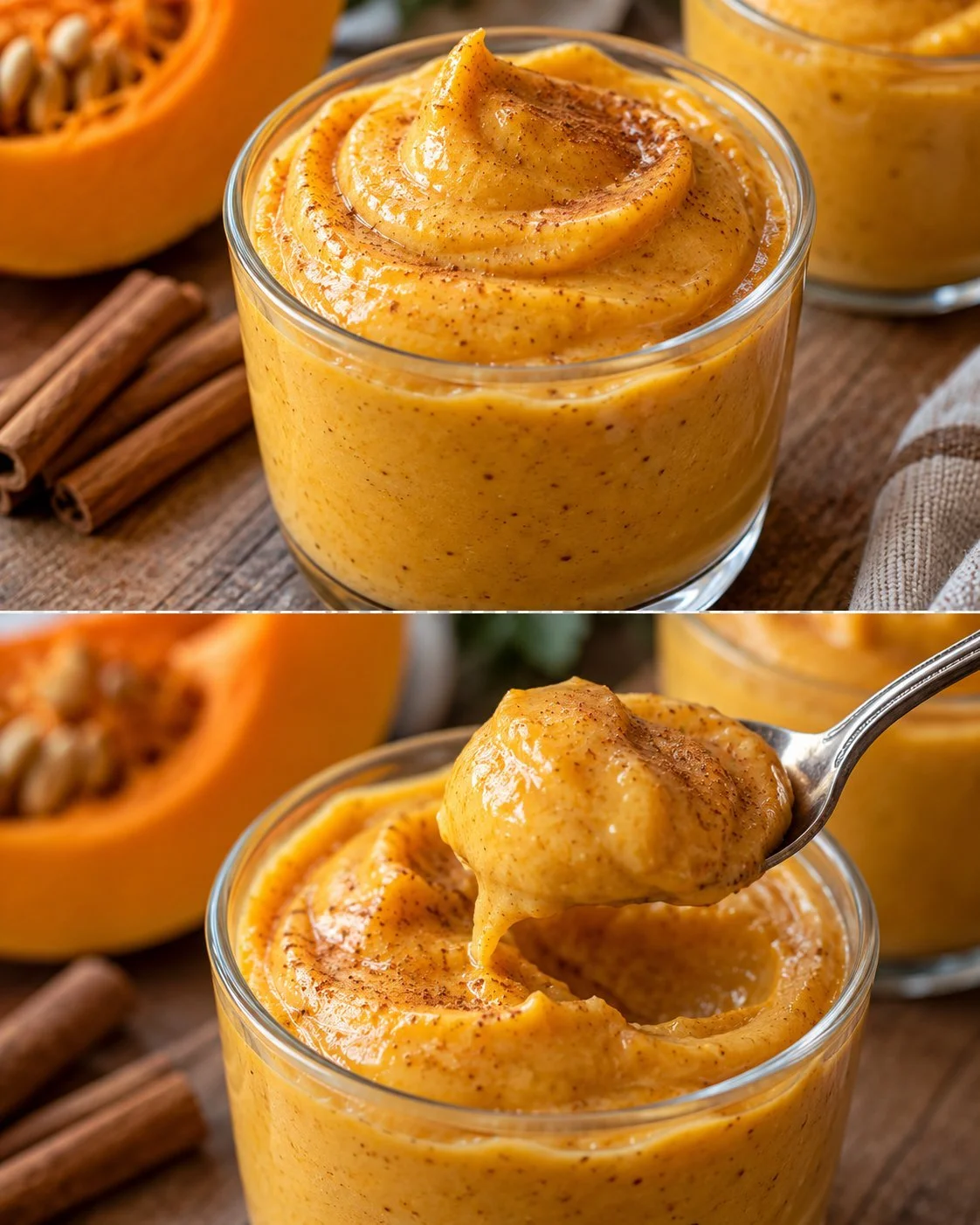 Delicious pumpkin cinnamon cream served in a glass, perfect for fall.