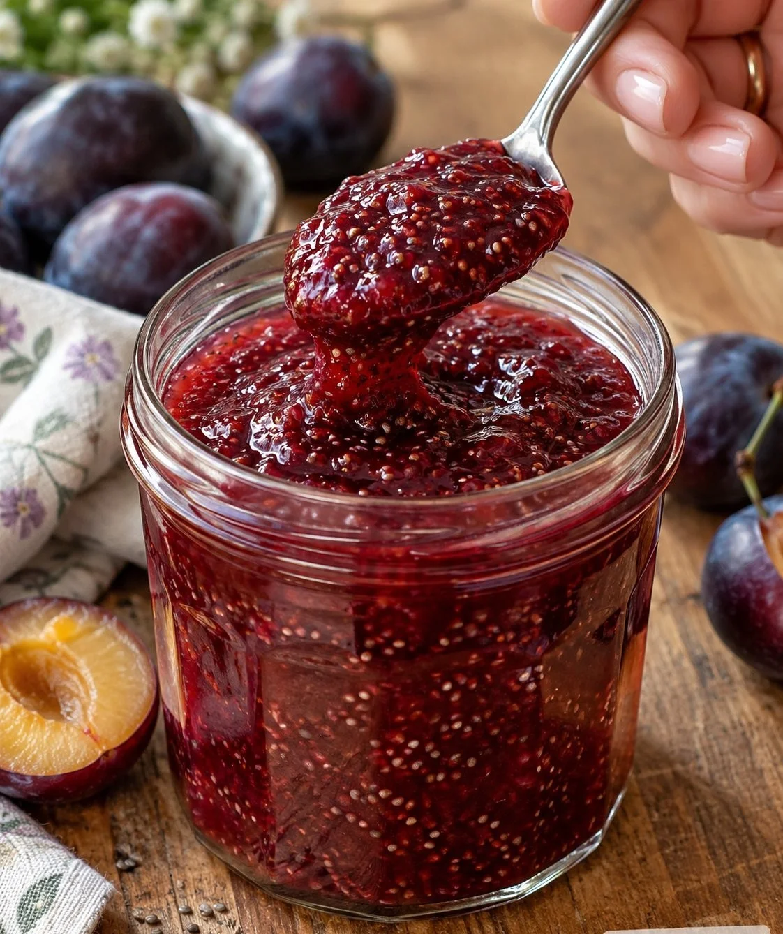 Quick homemade plum chia spread recipe without gelling sugar