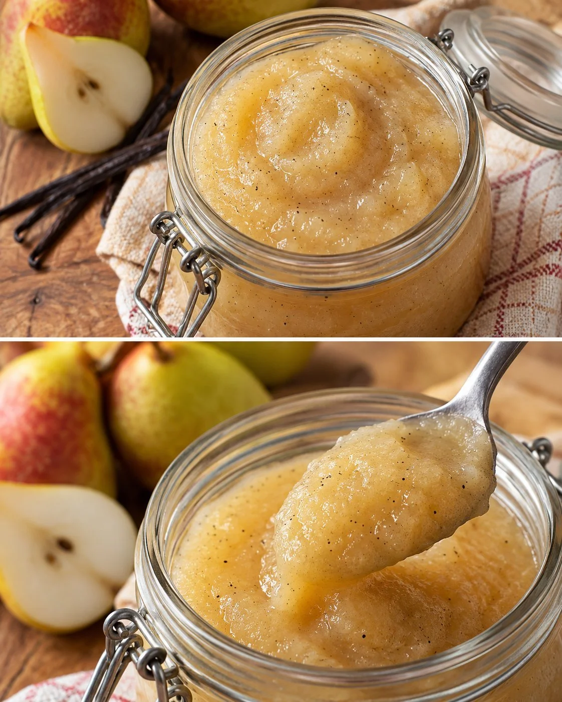 Sugar-free vanilla pear puree in a bowl ready for use in recipes