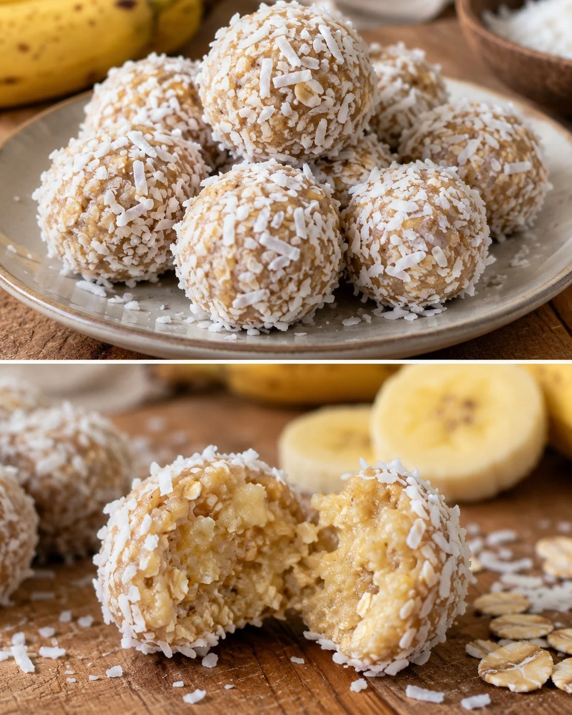 Three-ingredient coconut banana balls recipe for a healthy snack